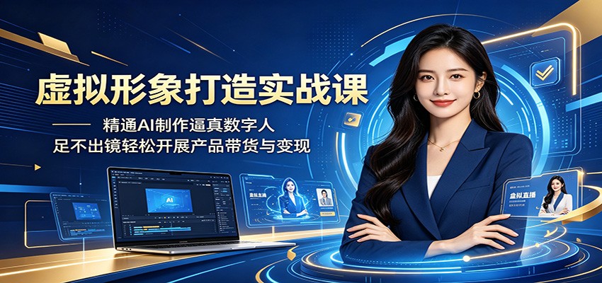 虚拟形象打造实战课：精通AI制作逼真数字人，足不出镜轻松开展产品带货与变现-智点网