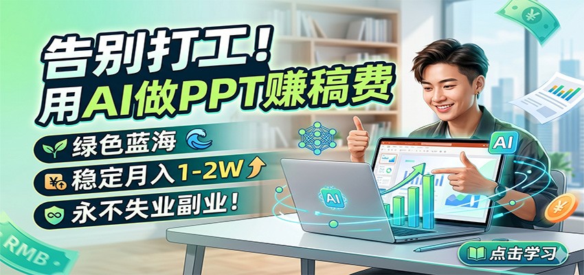 告别打工!用AI做PPT赚稿费,绿色蓝海,稳定月入1-2W,永不失业副业!-智点网