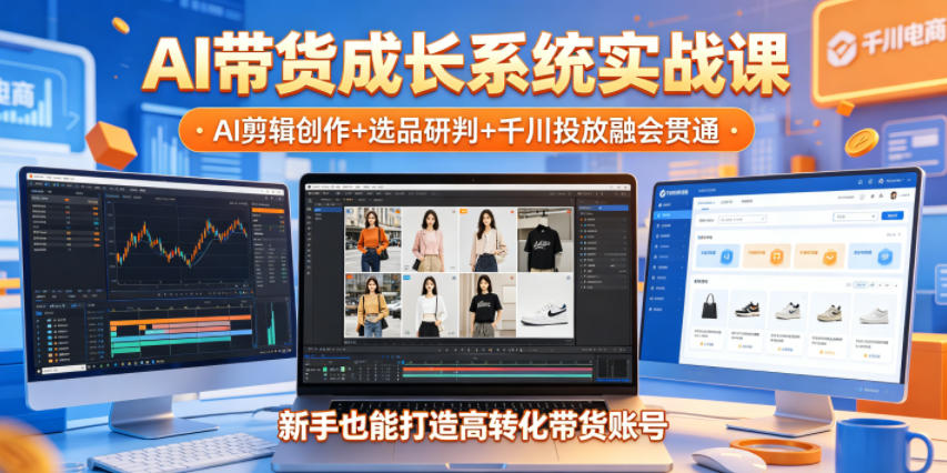 AI带货成长系统实战课，AI剪辑创作+选品研判+千川投放融会贯通，新手也能打造高转化带货账号(更新2026年)-智点网