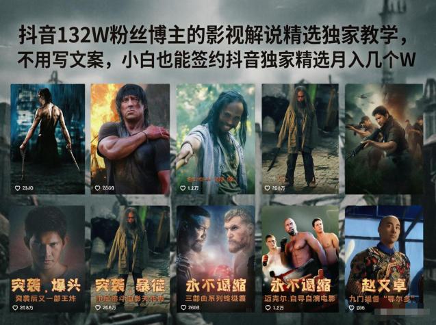 抖音132W粉丝博主的影视解说精选独家教学，不用写文案，小白也能签约抖音独家精选月入几个W-智点网