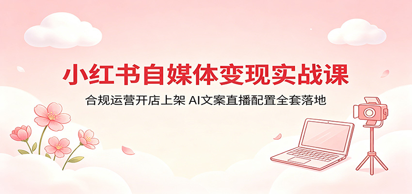 小红书自媒体变现实战课：合规运营开店上架，AI文案直播配置全套落地-智点网