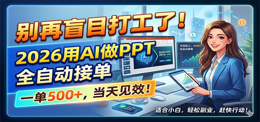 别再盲目打工了！2026用AI做PPT全自动接单，一单5张+，当天见效！-智点网