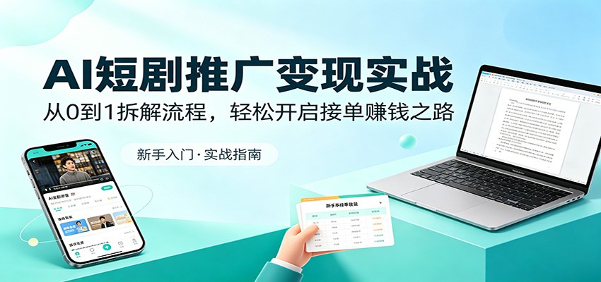 AI短剧推广变现实战：从0到1拆解流程，轻松开启接单赚钱之路-智点网