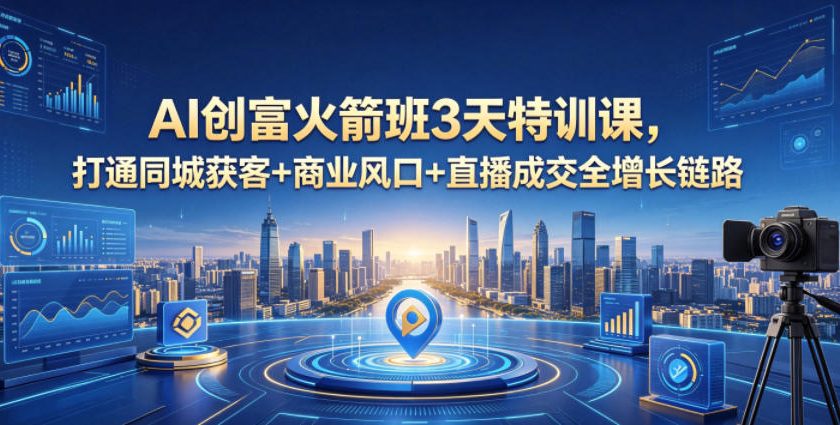 AI创富火箭班3天特训课，打通同城获客+商业风口+直播成交全增长链路，2026年4月新课-智点网