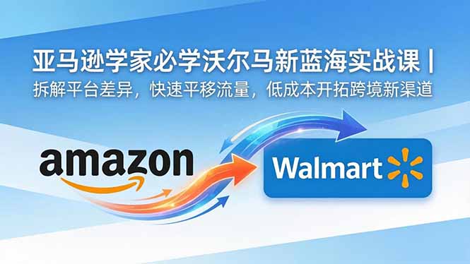亚马逊卖家必学沃尔玛新蓝海实战课｜拆解平台差异，快速平移流量，低成本开拓跨境新渠道-智点网