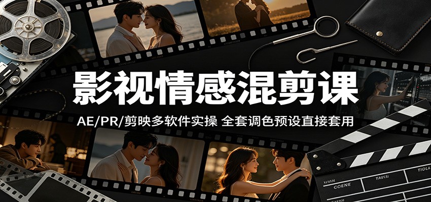 影视情感混剪课：AE/PR/剪映多软件实操，全套调色预设直接套用-智点网