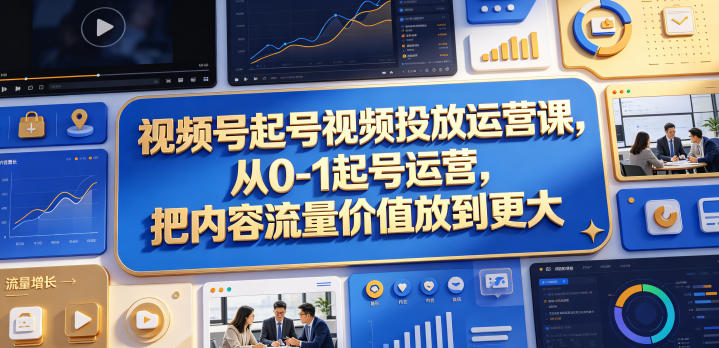 视频号起号视频投放运营课，从0-1起号运营，把内容流量价值放到更大-智点网