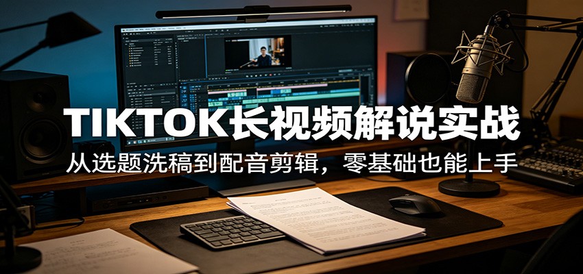 TIKTOK长视频解说实战：从选题洗稿到配音剪辑，零基础也能上手-智点网