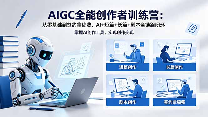AIGC全能创作者训练营：从零基础到签约拿稿费，AI+短篇+长篇+剧本全链路闭环-智点网