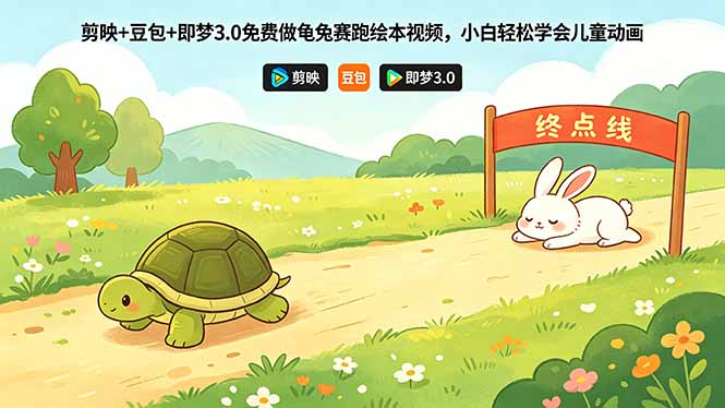 剪映+豆包+即梦3.0免费做龟兔赛跑绘本视频，小白轻松学会儿童动画-智点网