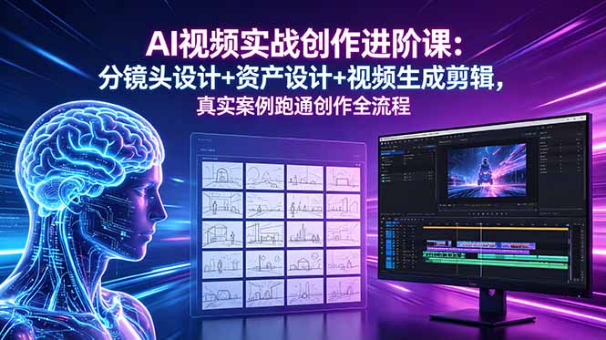 AI视频实战创作进阶课：分镜头设计+资产设计+视频生成剪辑，真实案例跑通创作全流程-智点网