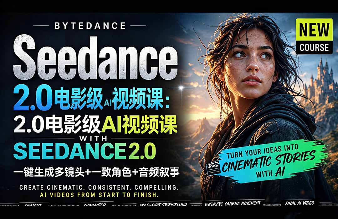 Seedance 2.0电影级AI视频课：一键生成多镜头+一致角色+音频叙事-智点网