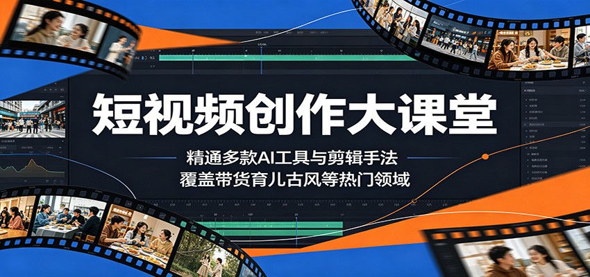 短视频创作大课堂：精通多款AI工具与剪辑手法，覆盖带货、育儿、古风等热门领域-智点网