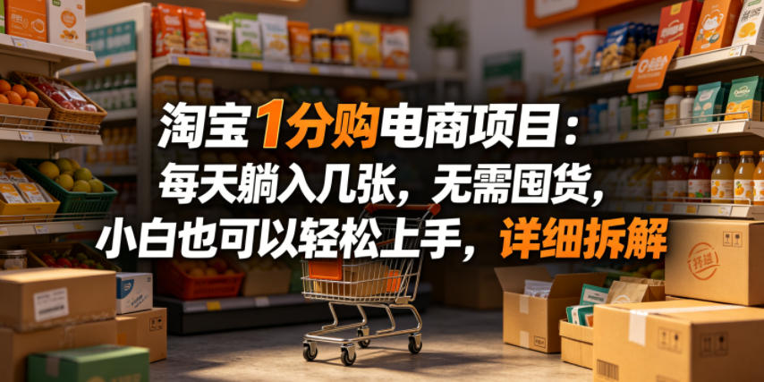 淘宝1分购电商项目：每天躺入几张，无需囤货，小白也可以轻松上手，详细拆解-智点网