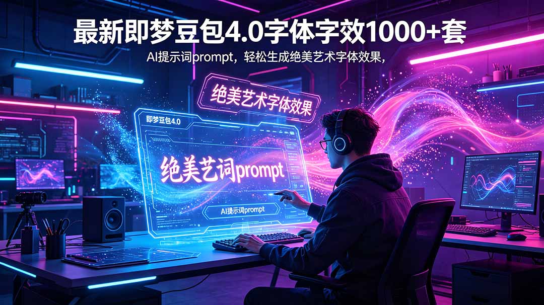 最新即梦豆包4.0字体字效1000+套，AI提示词prompt，轻松生成绝美艺术字体效果-智点网