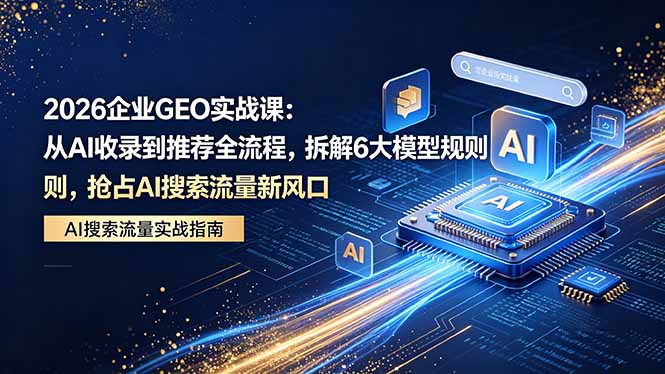 2026 企业GEO实战课：从AI收录到推荐全流程，拆解6大模型规则，抢占 AI 搜索流量新风口-智点网