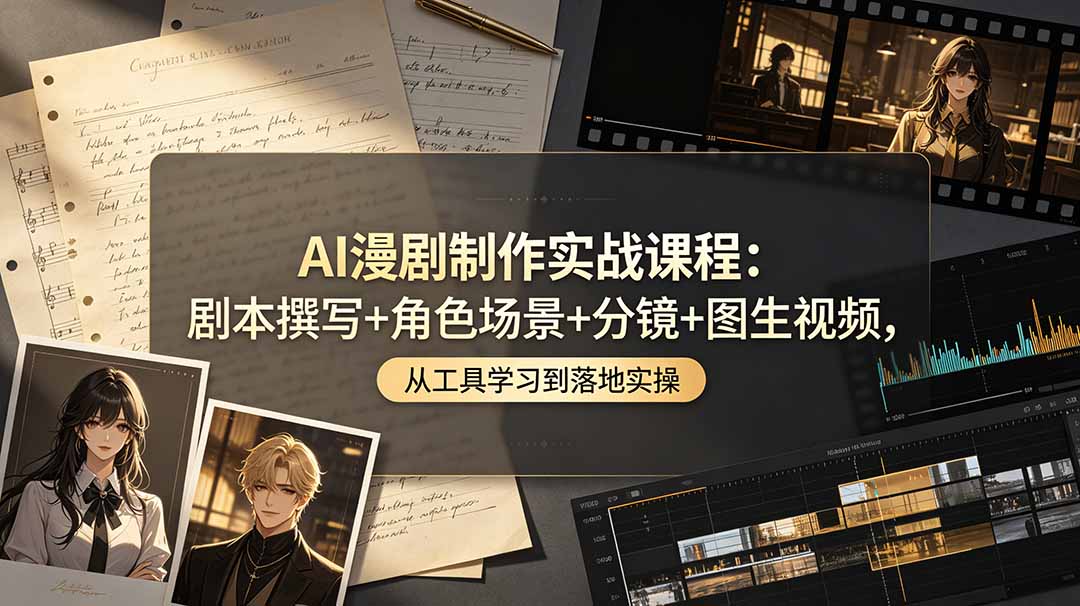 AI漫剧制作实战课程：剧本撰写+角色场景+分镜+图生视频，从工具学习到落地实操-智点网