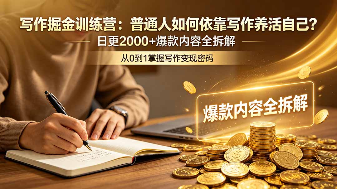 写作掘金训练营：普通人如何依靠写作养活自己？日更2000+爆款内容全拆解-智点网