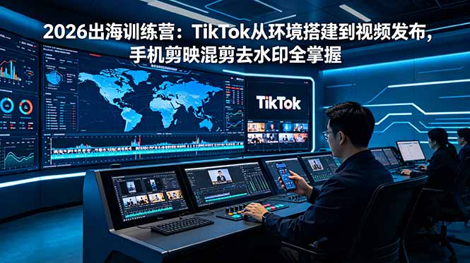 2026出海训练营：TikTok从环境搭建到视频发布，手机剪映混剪去水印全掌握-智点网