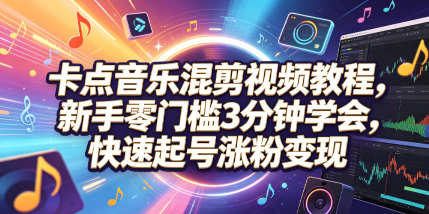 卡点音乐混剪视频教程，新手零门槛3分钟学会，快速起号涨粉变现-智点网