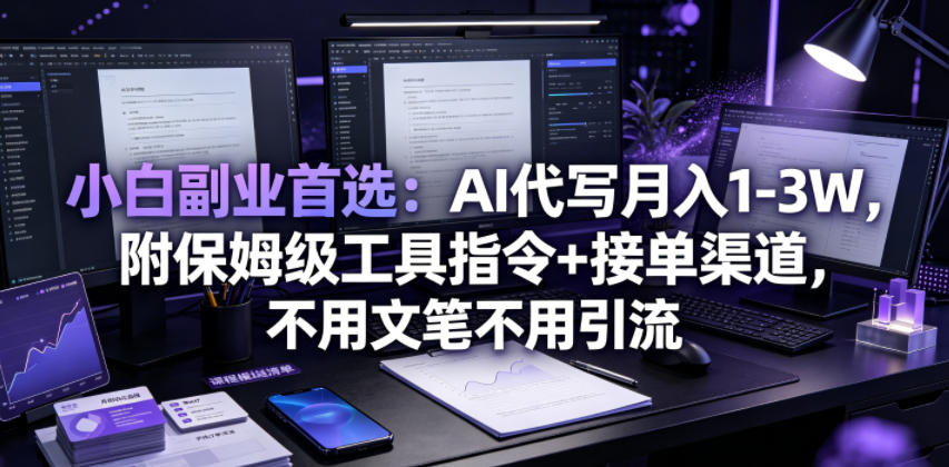 小白副业首选：AI代写月入1-3W，附保姆级工具指令+接单渠道，不用文笔不用引流【揭秘】-智点网
