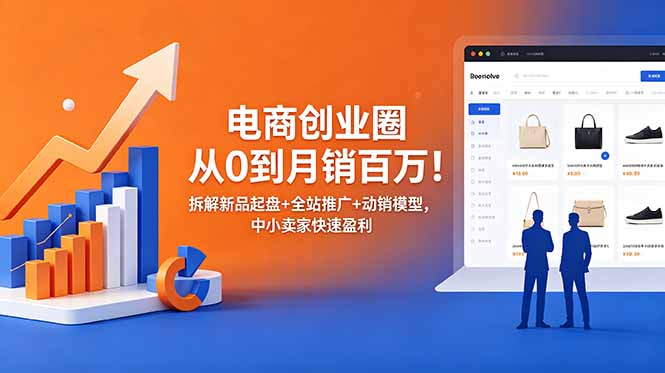 电商创业圈从0到月销百万！拆解新品起盘+全站推广+动销模型，中小卖家快速盈利-智点网