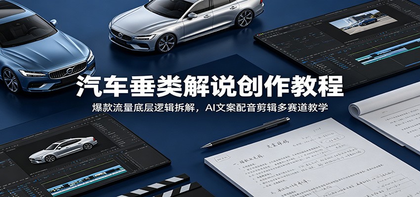 汽车垂类解说创作教程：爆款流量底层逻辑拆解，AI文案配音剪辑多赛道教学-智点网