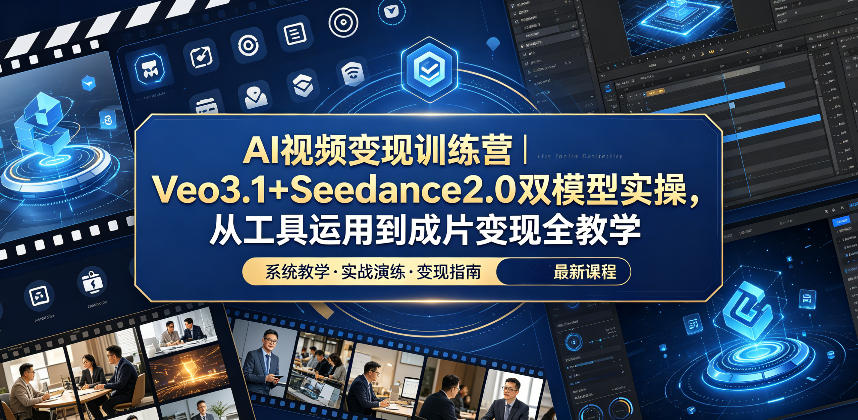 AI视频变现训练营｜Veo3.1+Seedance2.0双模型实操，从工具运用到成片变现全教学-智点网