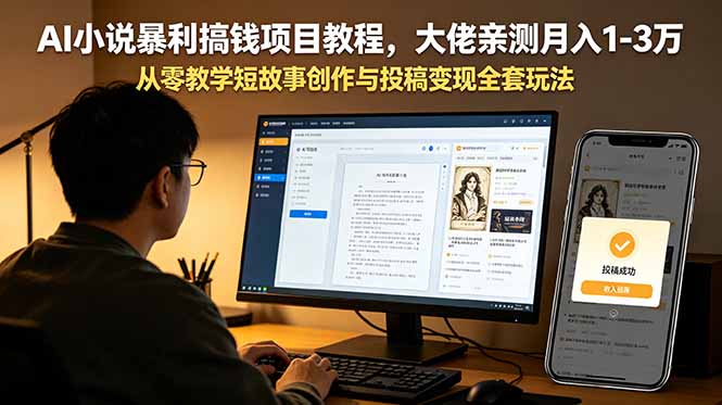 AI小说暴利搞钱项目教程，大佬亲测月入1-3万，从零教学短故事创作与投稿变现全套玩法-智点网