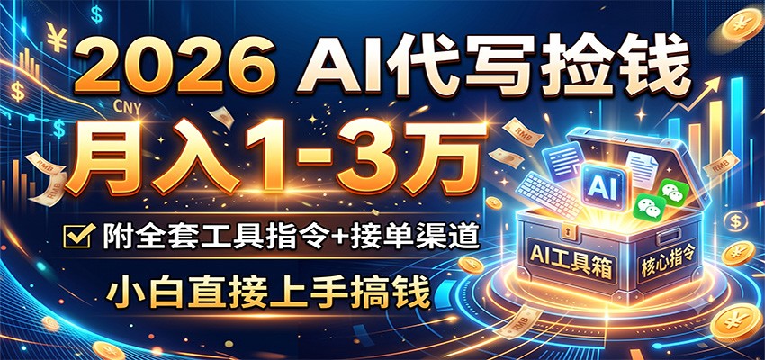 2026 AI代写捡钱，月入1-3万，附全套工具指令+接单渠道，小白直接上手搞钱-智点网