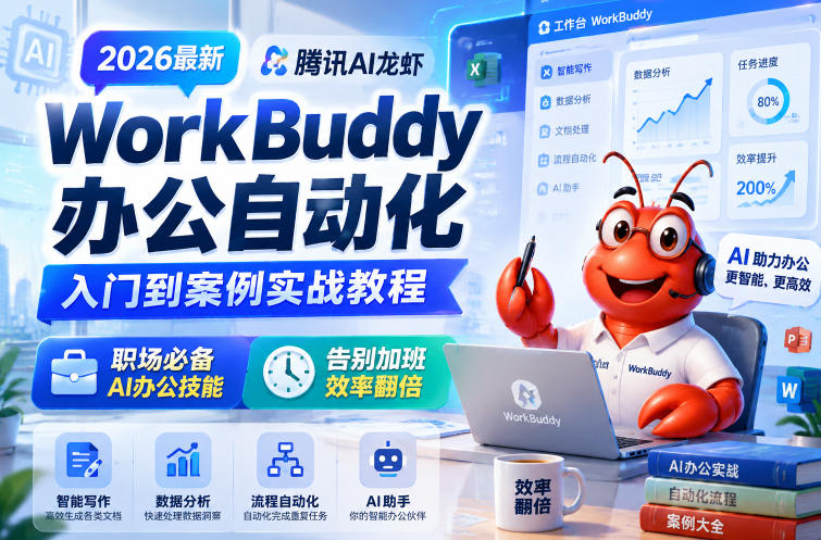 2026最新腾讯AI龙虾WorkBuddy办公自动化入门到案例实战教程，职场必备AI办公技能，告别加班，效率翻倍-智点网
