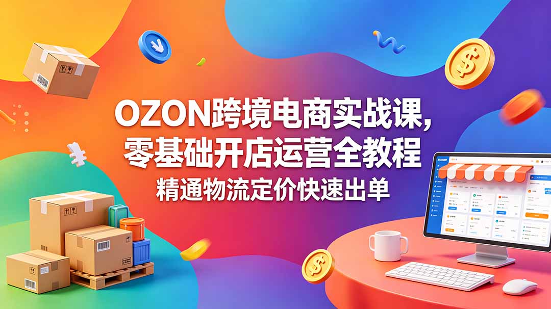 OZON 跨境电商实战课，零基础开店运营全教程，精通物流定价快速出单-智点网