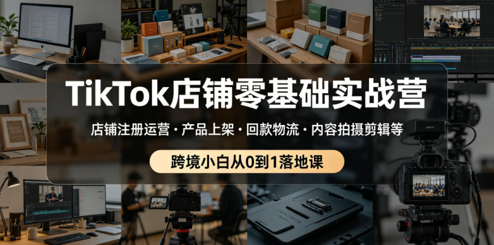 TikTok店铺零基础实战营，店铺注册运营・产品上架・回款物流・内容拍摄剪辑等 ，跨境小白从0到1落地课-智点网