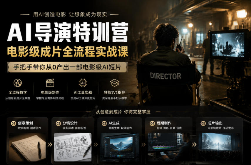 AI导演特训营，电影级成片全流程实战课，手把手带你从0产出一部电影级AI短片-智点网