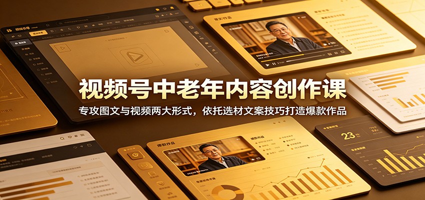 视频号中老年内容创作课：专攻图文与视频两大形式，依托选材文案技巧打造爆款作品-智点网