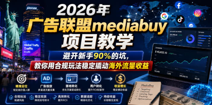 2026年老董賺美刀广告联盟mediabuy项目教学，避开新手90%的坑，教你用合规玩法稳定撬动海外流量收益-智点网