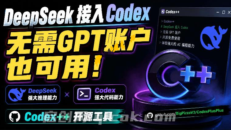 零基础也可上手!轻松把 DeepSeek 接进 Codex,无需GPT账户也能用,5 分钟搞定,Codex++ 开源工具-智点网