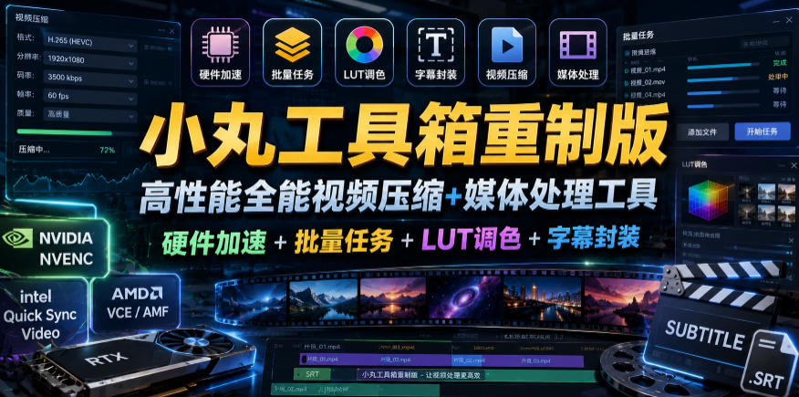 小丸工具箱重制版–高性能全能视频压缩+媒体处理工具｜硬件加速+批量任务+LUT调色+字幕封装-智点网