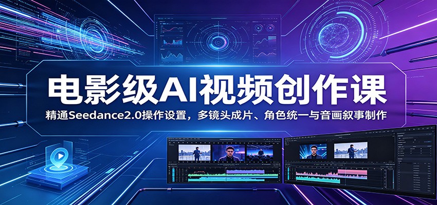 电影级AI视频创作课：精通Seedance2.0操作设置，多镜头成片、角色统一与音画叙事制作-智点网