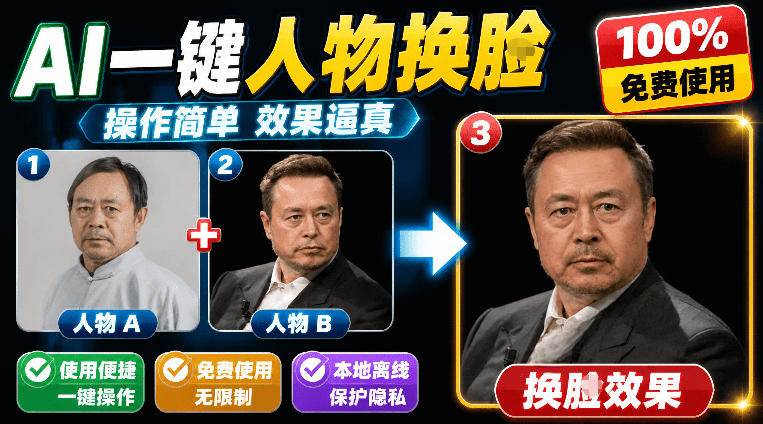 （19012期）纯离线本地运行！AI一键人物lian部替换软件，支持图片换lian，效果逼真，最便捷换lian工具FaceSwap-智点网