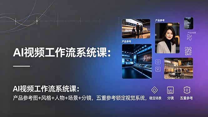 AI视频工作流系统课：产品参考图+风格+人物+场景+分镜，五重参考锁定视觉系统，稳定产出高质量视频-智点网