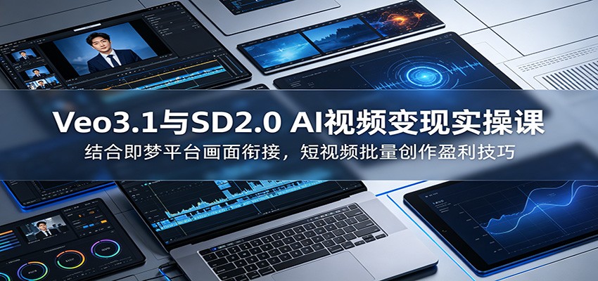 Veo3.1与SD2.0 AI视频变现实操课课：结合即梦平台画面衔接，短视频批量创作盈利技巧-智点网