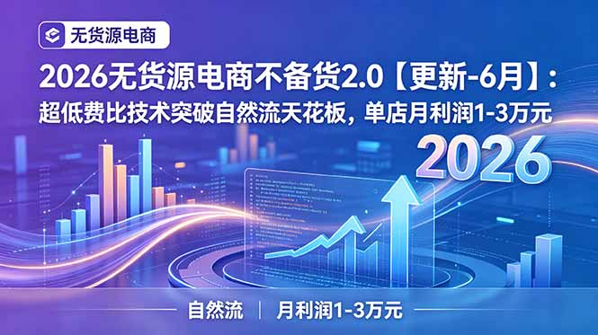 2026无货源电商不备货2.0【更新-6月】：超低费比技术突破自然流天花板，单店月利润1-3万元-智点网