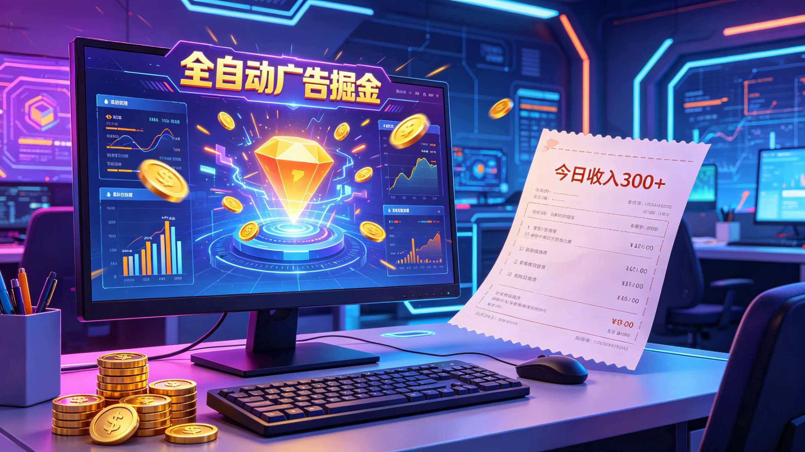 全自动广告掘金，日入300+。全程Ai自动化运行，解放双手，时间自由。收益稳定-智点网