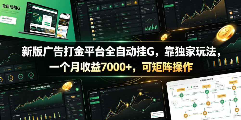 新版广告打金平台全自动挂G，靠独家玩法，一个月收益7000+，可矩阵操作【附全套脚本】【揭秘】-智点网