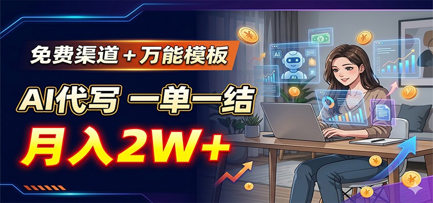 免费渠道+万能模板，AI代写一单一结，月入2W+-智点网