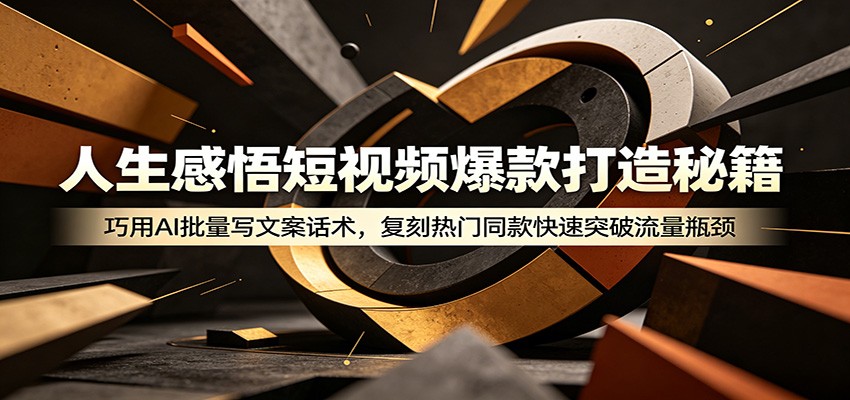 人生感悟短视频爆款打造秘籍：巧用A 批量写文案话术，复刻热门同款快速突破流量瓶颈-智点网