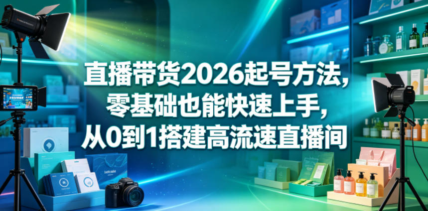 直播带货2026起号方法，零基础也能快速上手，从0到1搭建高流速直播间-智点网
