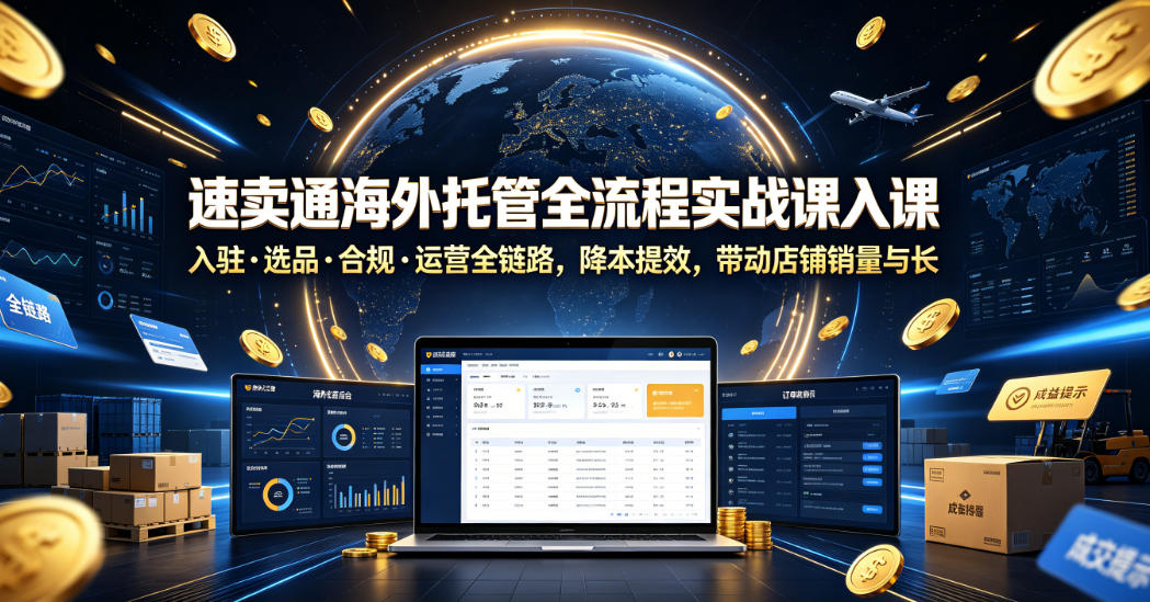 速卖通海外托管全流程实战课入驻・选品・合规・运营全链路，降本提效，带动店铺销量与收益增长-智点网