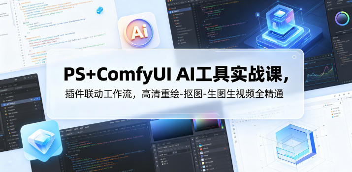 PS+ComfyUI AI工具实战课，插件联动工作流，高清重绘-抠图-生图生视频全精通-智点网